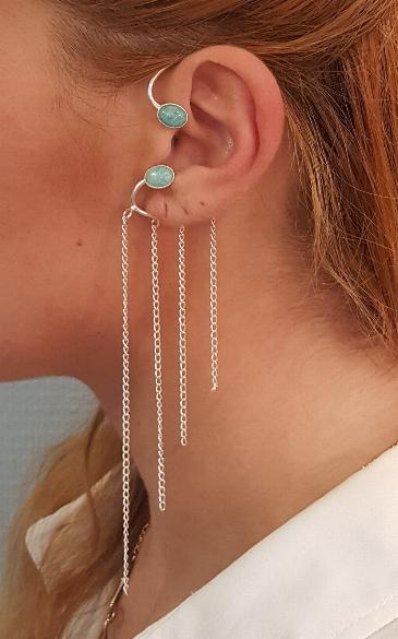 crochet d'oreille avec chanettes L'elfe bleue